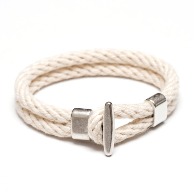 Nautical Ivory Gold T Bar Cleat Rope Bracelet Allison Cole Jewelry