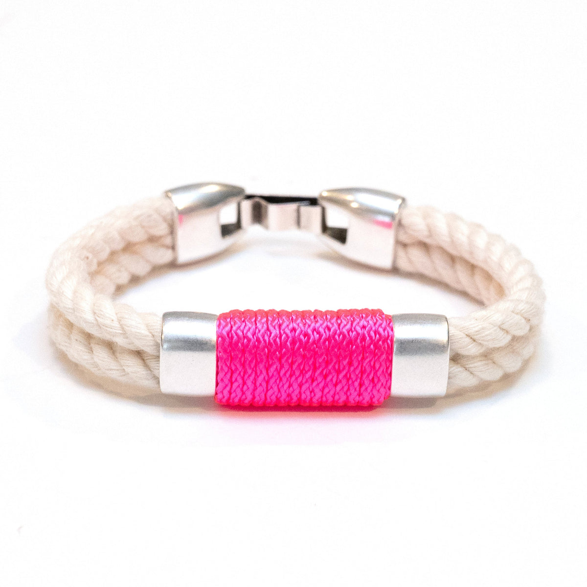 Nautical Ivory & Neon Pink Rope Bracelet - Allison Cole Jewelry