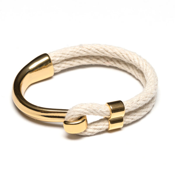 Nautical Ivory Rope Gold Half Hook Clasp Bracelet