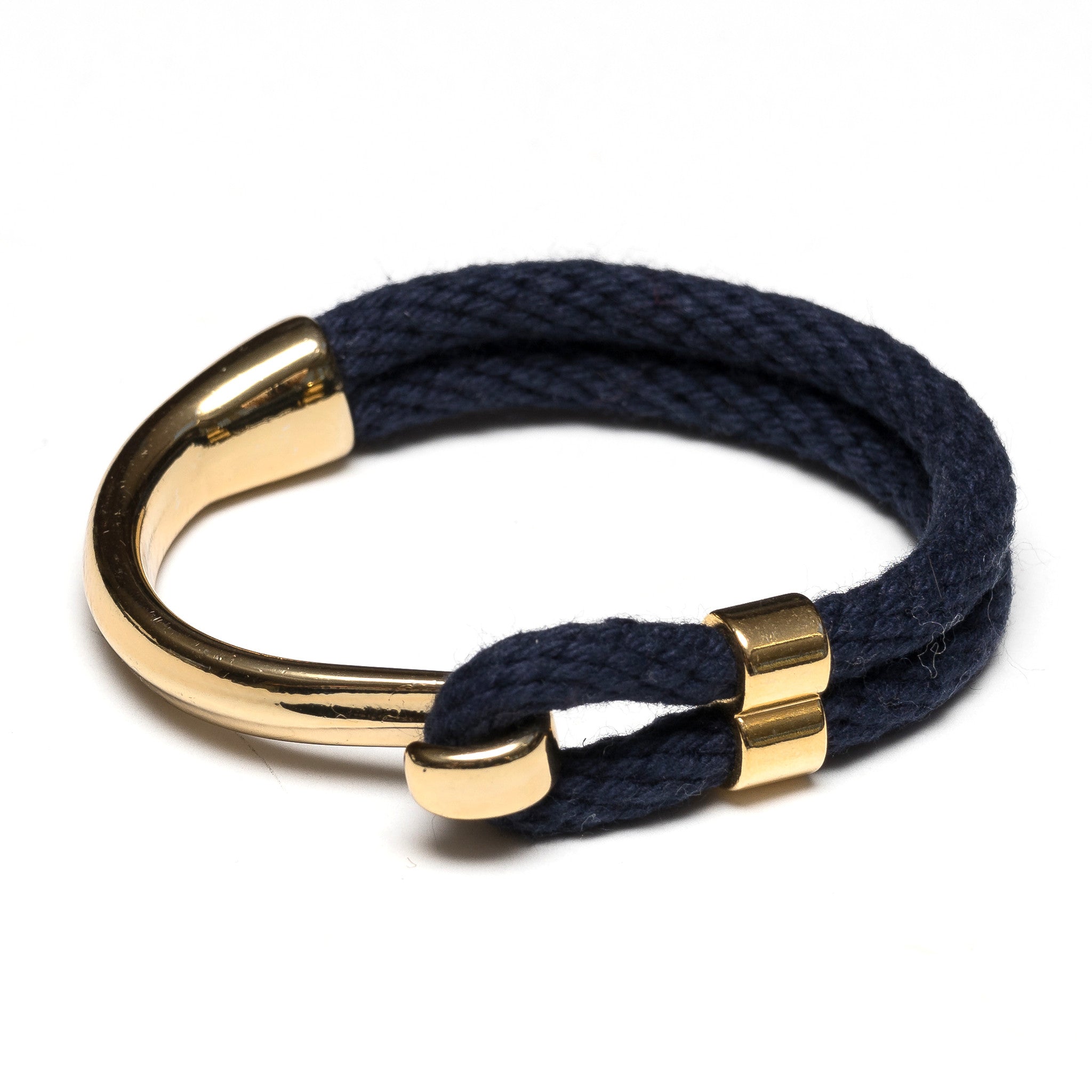 Nautical Navy Blue Rope & Gold Half Hook Clasp Bracelet - Allison