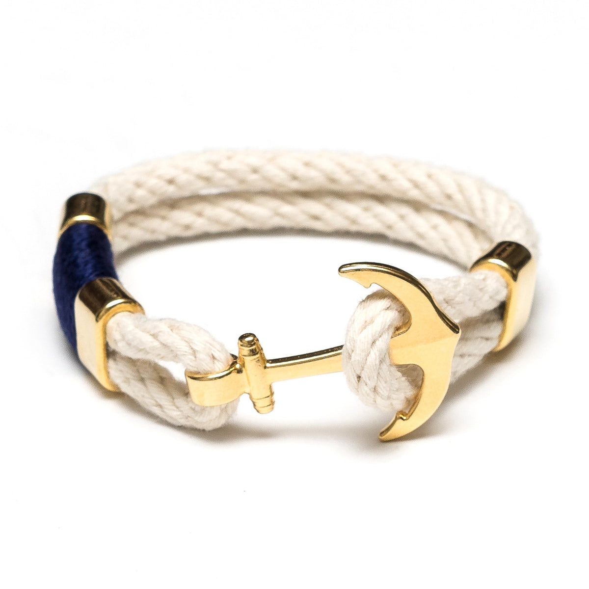 Nautical Navy Blue Rope & Gold Anchor Bracelet - Allison Cole Jewelry