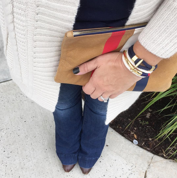 Nautical Navy Blue Rope Gold T Bar Cleat Clasp Bracelet