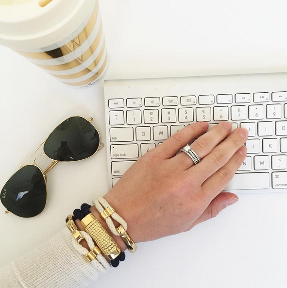 Nautical Navy Blue Rope Metallic Gold Bracelet