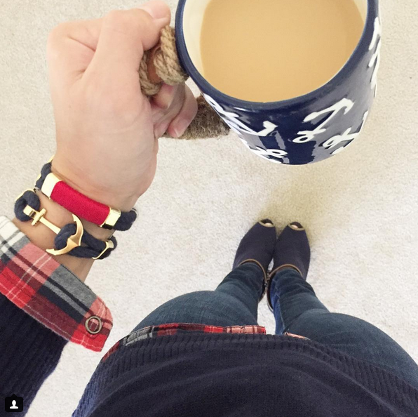 Nautical Navy Blue Gold Rope Anchor Bracelet